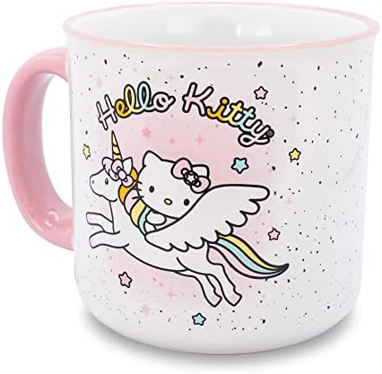 Sanrio Hello Kitty Unicorn Star Camper Camper Sug | כוס קפה נסיעות ללא BPA לאספרסו, קפאין, קקאו |